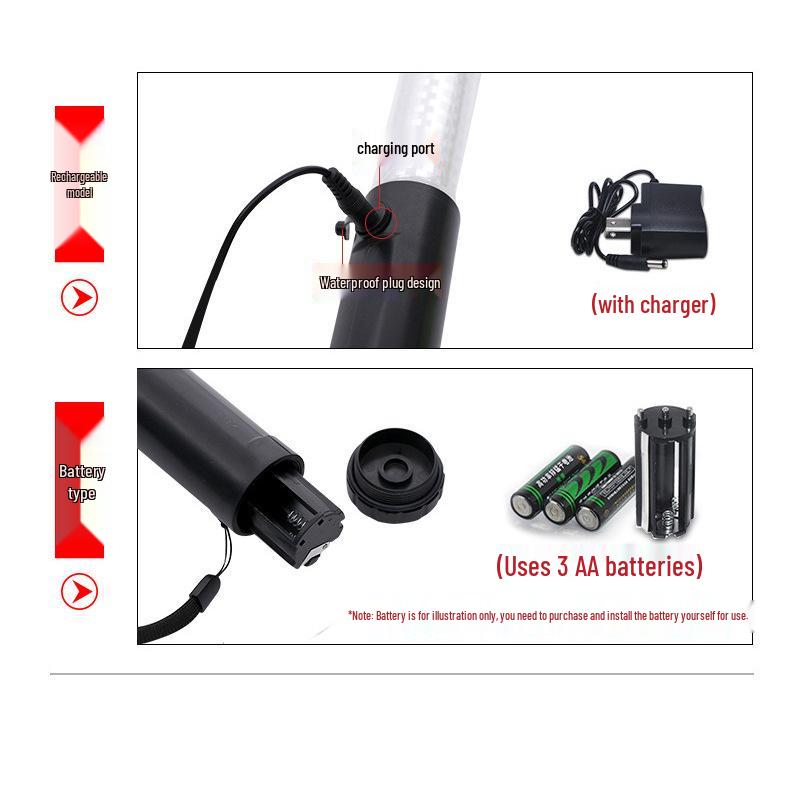 Rechargeable 26CM LED Glow Stick Traffic Baton with Multifunctional Warning Support