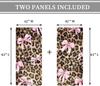 Modern Pink Bow Leopard Print Curtains Preppy Girly Cheetah Cute Pretty Sweet Girls Art Printed Retro Fashion Curtain Polyester With Rod Pocket