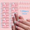 120-Piece Press-On Nails Set: Elegant French Nude Manicure with Easy-Remove Design