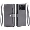 Zipper Pocket Wallet Flip Leather Phone Case for Xiaomi POCO M4 Pro 4G Multi Card Slots Kickstand Cover Wrist Strap