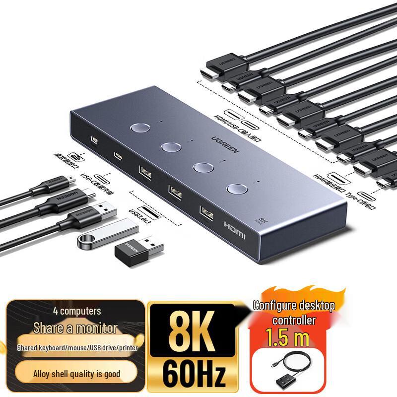 UGREEN 4-Port KVM Switch 8K@60Hz