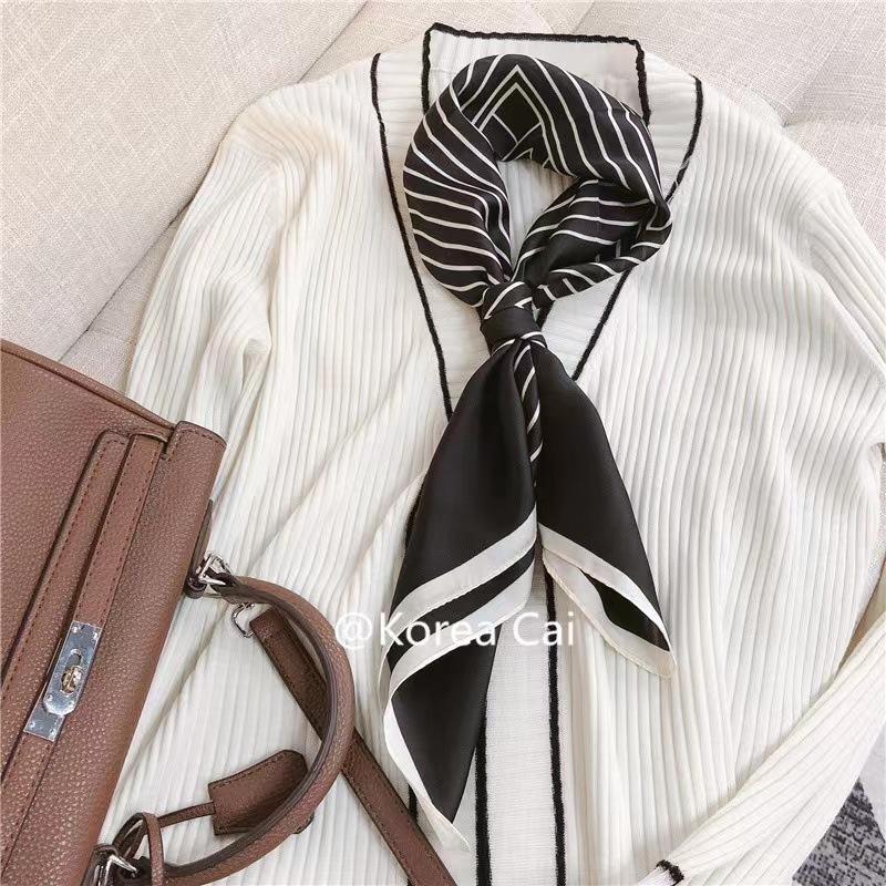 Lite firkantet skjerf nytt silkeskjerf kvinnelig mote allsidig flyvertinne lite halstørkle varmt skjerf