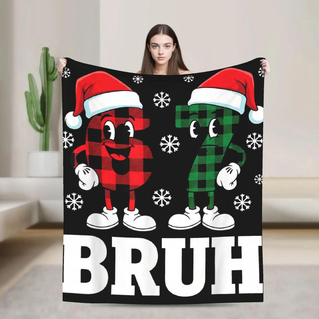 Six Seven Santa Christmas Funny Italian Brainrot Meme Plush Blanket for Kids Soft Throw Blanket Bedroom Bedspread Design