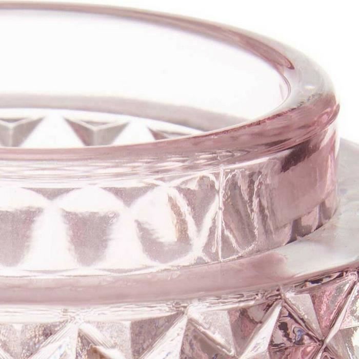 Bougeoir - Verre - Rose - 9 x 8,8 x 9 cm