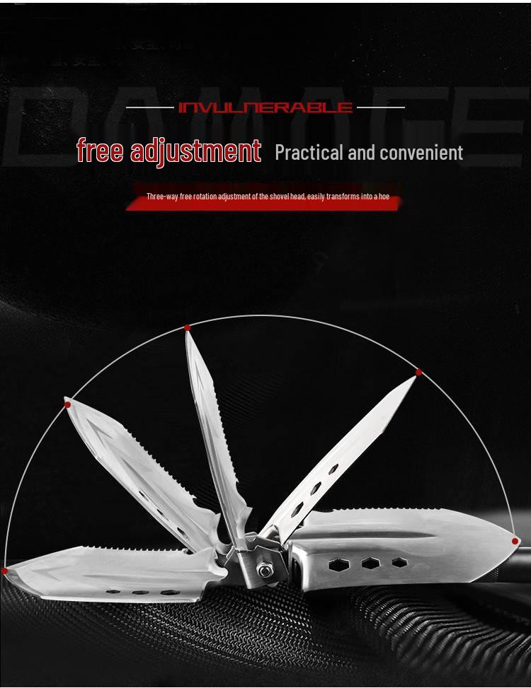 German Multi-functional Folding Spade: Enhanced Manganese Steel Camping Shovel for Outdoor and Vehicle Use