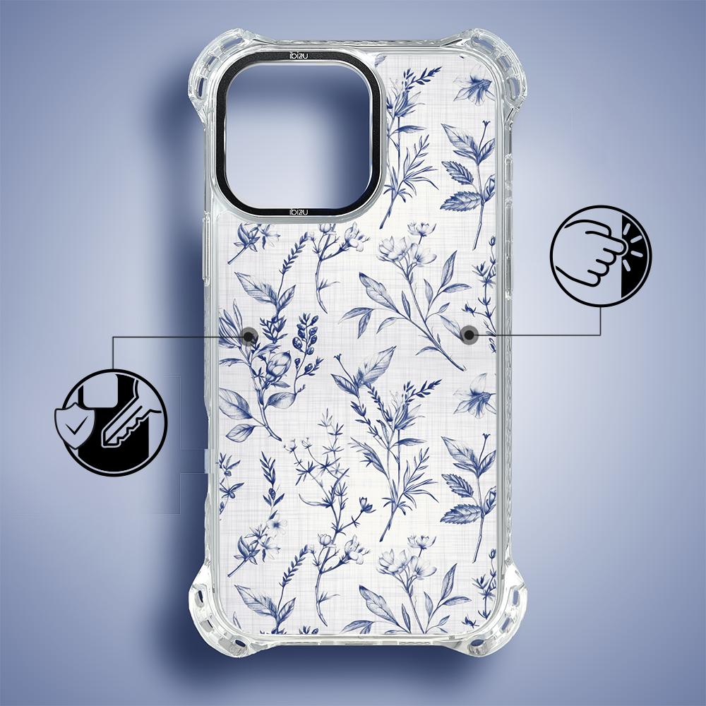 iPhone 16 Pro Max IBIZU DropGuard Ultra Case with MagSafe, Pastel Bloom, Azure Whispers