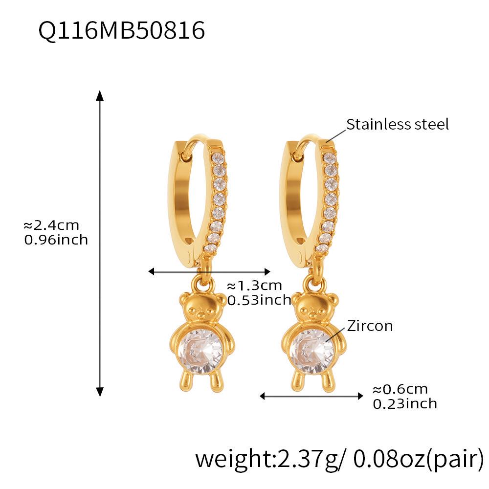 18k Gold-Plated Stainless Steel Zircon Animal Ear Cuff Earrings for Women