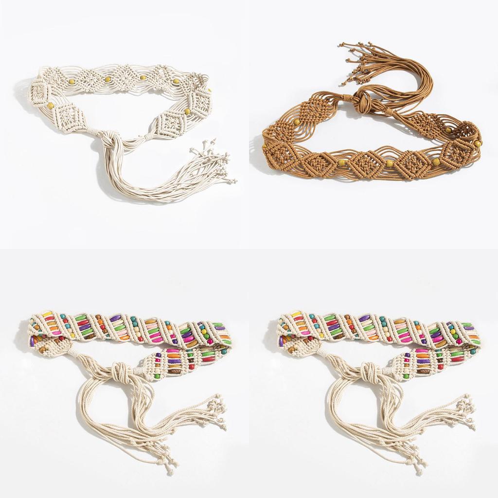 Bohemian Vintage Waist Belt With Handcrafted Beadwork For Retro Resort Outfits Women