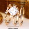 Luxury Gold Color Square Zircon 3Pcs Stackable Ring Set for Women Wedding Banquet Daily and Party