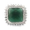 Silver Ring 'Sissi' Green Silvery White (rhodium) - 15x15 Mm