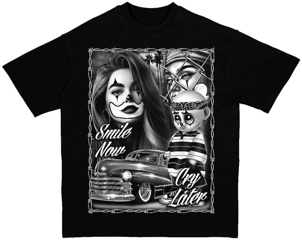 Smile Now Cry Later Chicano T-Shirt - Shaka Wear Heavyweight Tee Unisex T-Shirt L