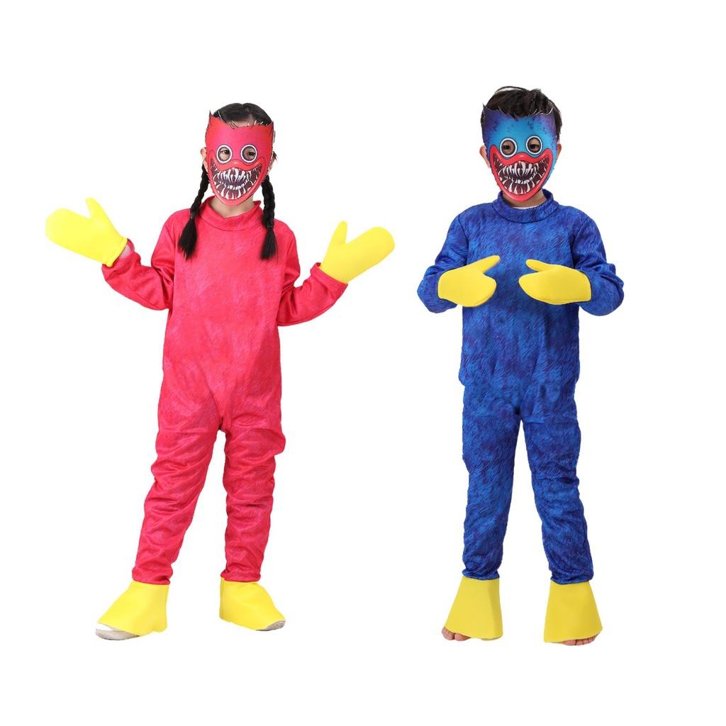 Kids Huggy Wuggy Poppy Playtime Cosplay Costume Bodysuit Jumpsuit Mask Gloves For Unisex