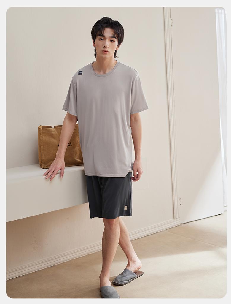 Xuan Liang [7A Antibacterial] Lyocell Sleepwear Men's Summer Thin Cool Short Sleeve Shorts Large Home Furnishing Set