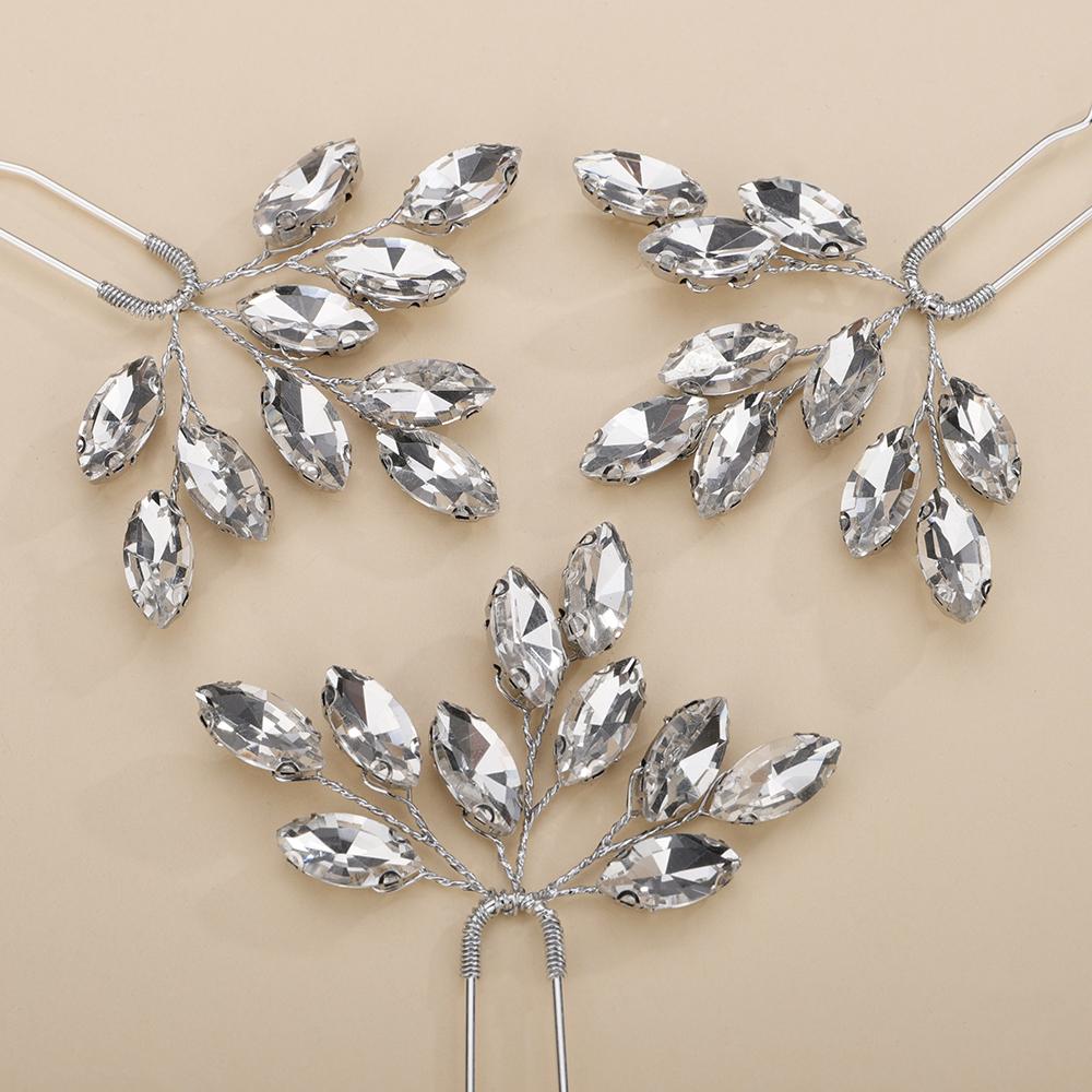 13Colors Fashion Rhinestone Bridal Hairpins 3PCS Headpiece for Wedding Hair Accessories Handmade Vintage Party Tiaras Headdress