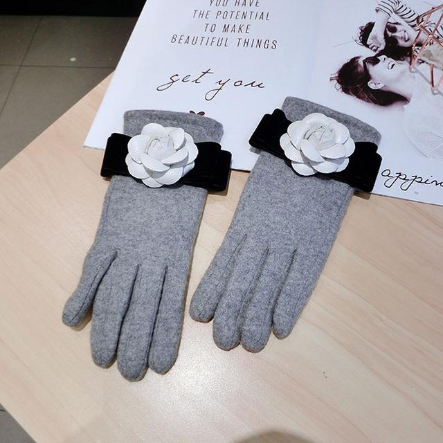 Cashmere Gloves Rabbit Hair Mouth Bow Cashmere Gloves Korean Fashion Woolen Cloth Warmth Riding Touch Screen Gloves A432