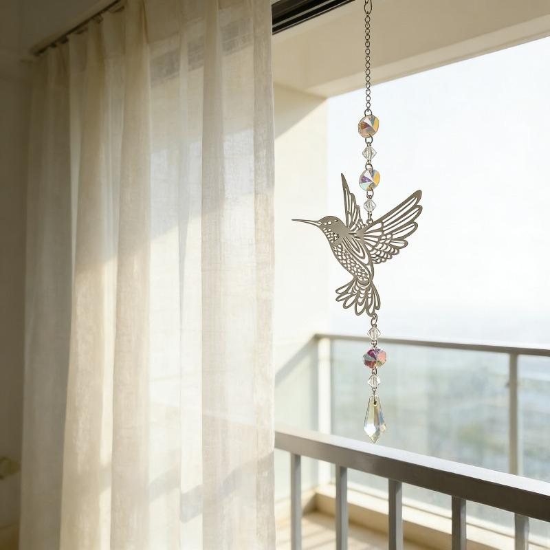 Wind Chime Crystal Sun Catcher Butterfly Glass Hang Bell Window Room Garden Home Decor Art Ornament Indoor Outdoor Elegant