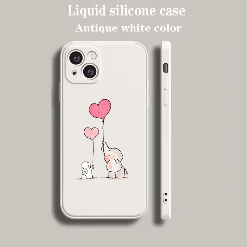 Luxus Farb-Handyhülle Für iPhone 15 14 13 12 mini 11 Pro Max XS X XR SE 7 8 Plus Silikon Beige Hülle Pärchen-Stil Cartoon