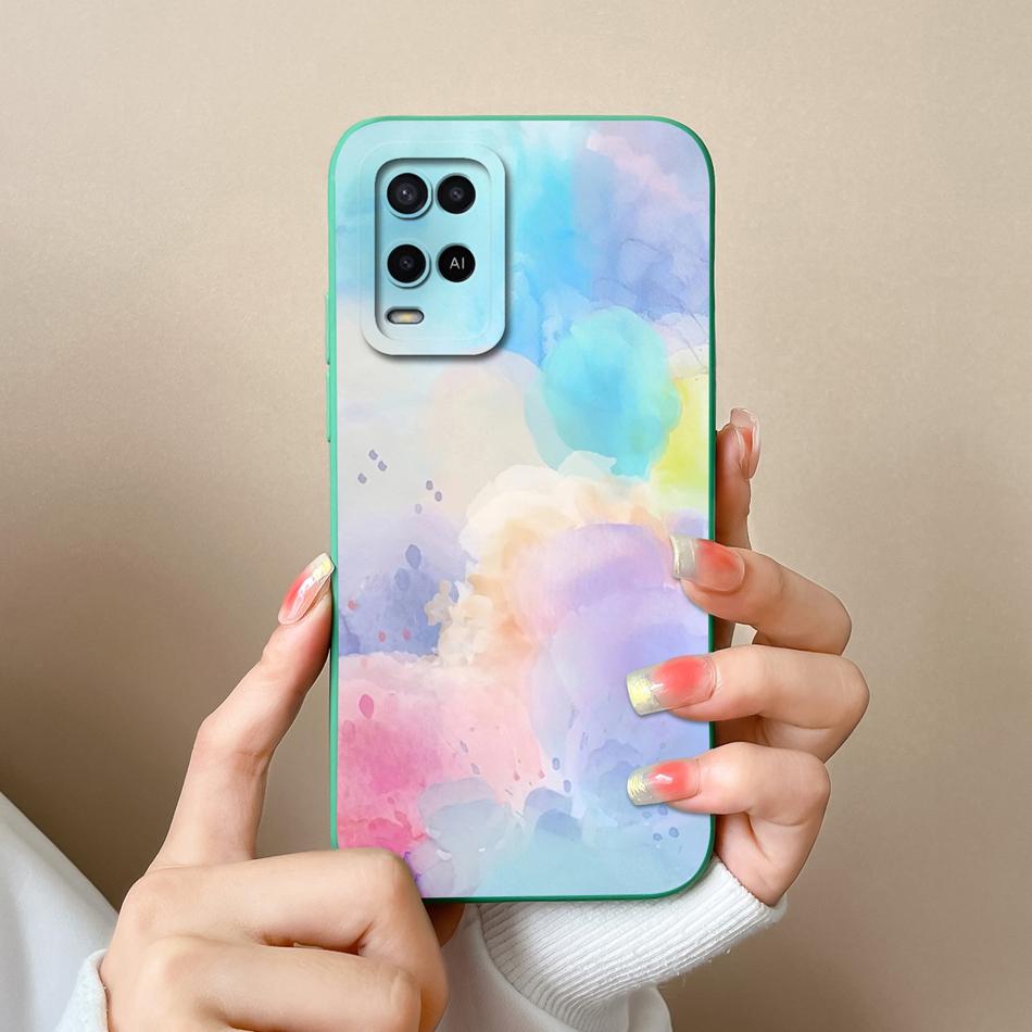 For Oppo A54 A54S Case Simple Cute Design Full Protection Phone Housing For Oppo A 54 4G Back Cover Soft Liquid Silicone Fundas