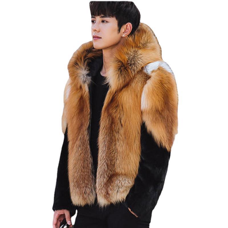 Nový kožich imitace norkové kožešiny pánské oblečení imitace liščí kožešiny kožešinový integrovaný kabát pánský kabát
