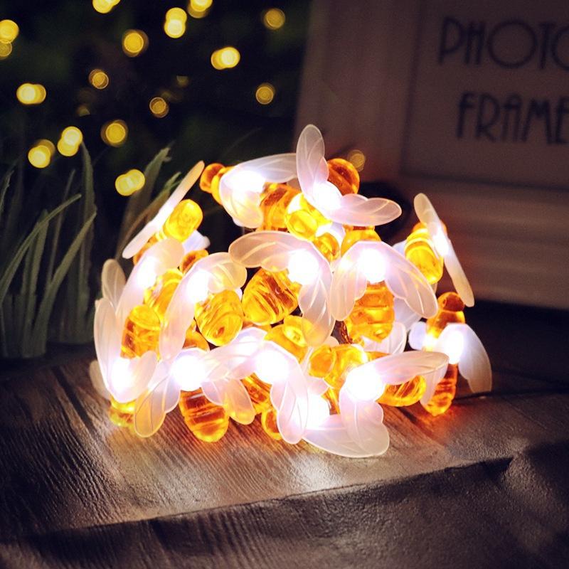 

New Solar Powered Cute Honey Bee Led String Fairy Light 5m 20leds Bee Outdoor Garden Fence Patio Christmas Garland Lights 2025 5m 20leds белый