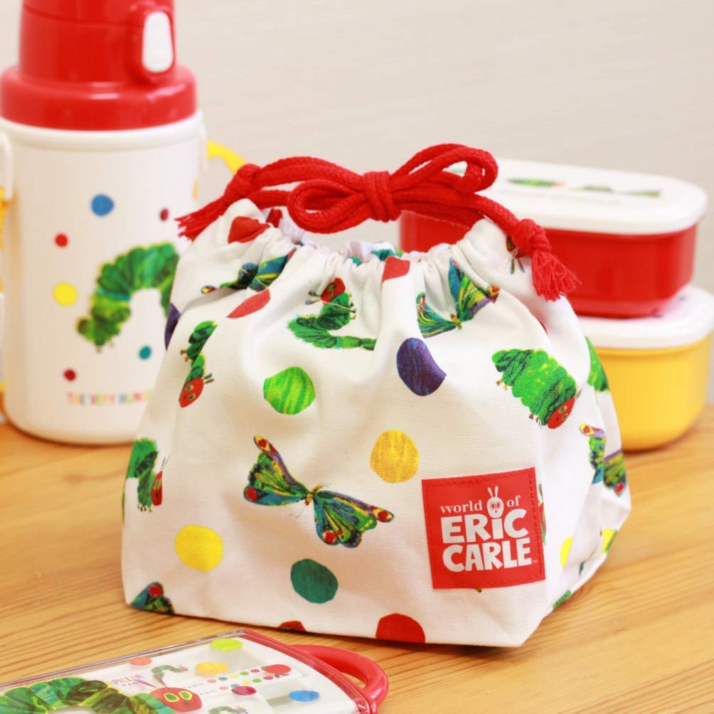 Gakken Staiful Very Hungry Lunch Drawstring Lunch Bag with Dot K08044 "The Caterpillar" Bag, Gusset, Medium, Pattern,