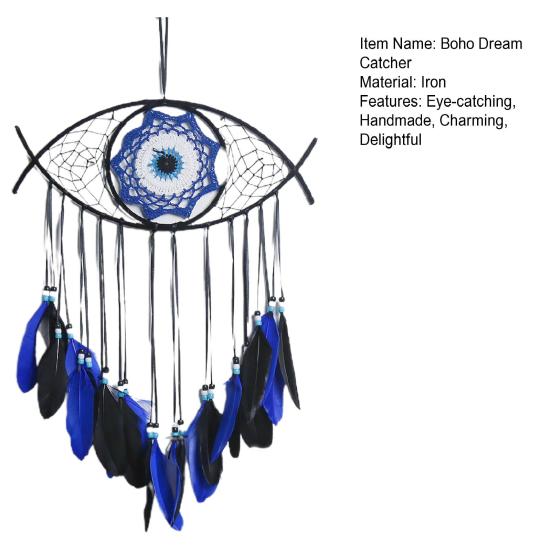 Boho Style Evil Eye Dream Catcher Handmade Blue Wall Hanging Woven Dream Catcher for Home Office Bedroom Living Room
