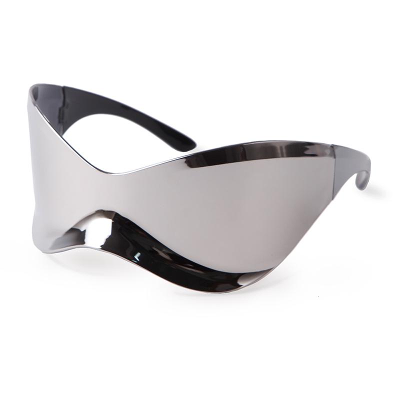 Oversized Sport Punk Sunglasses Wrap Around  Women Sunglasses Silver One Piece Frameless Eyewear Trend Shades Men Sun Glasses
