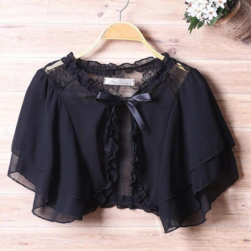 Women's Plus Size Chiffon Shawl Jacket - Short Sleeve Cardigan with Sun Protection