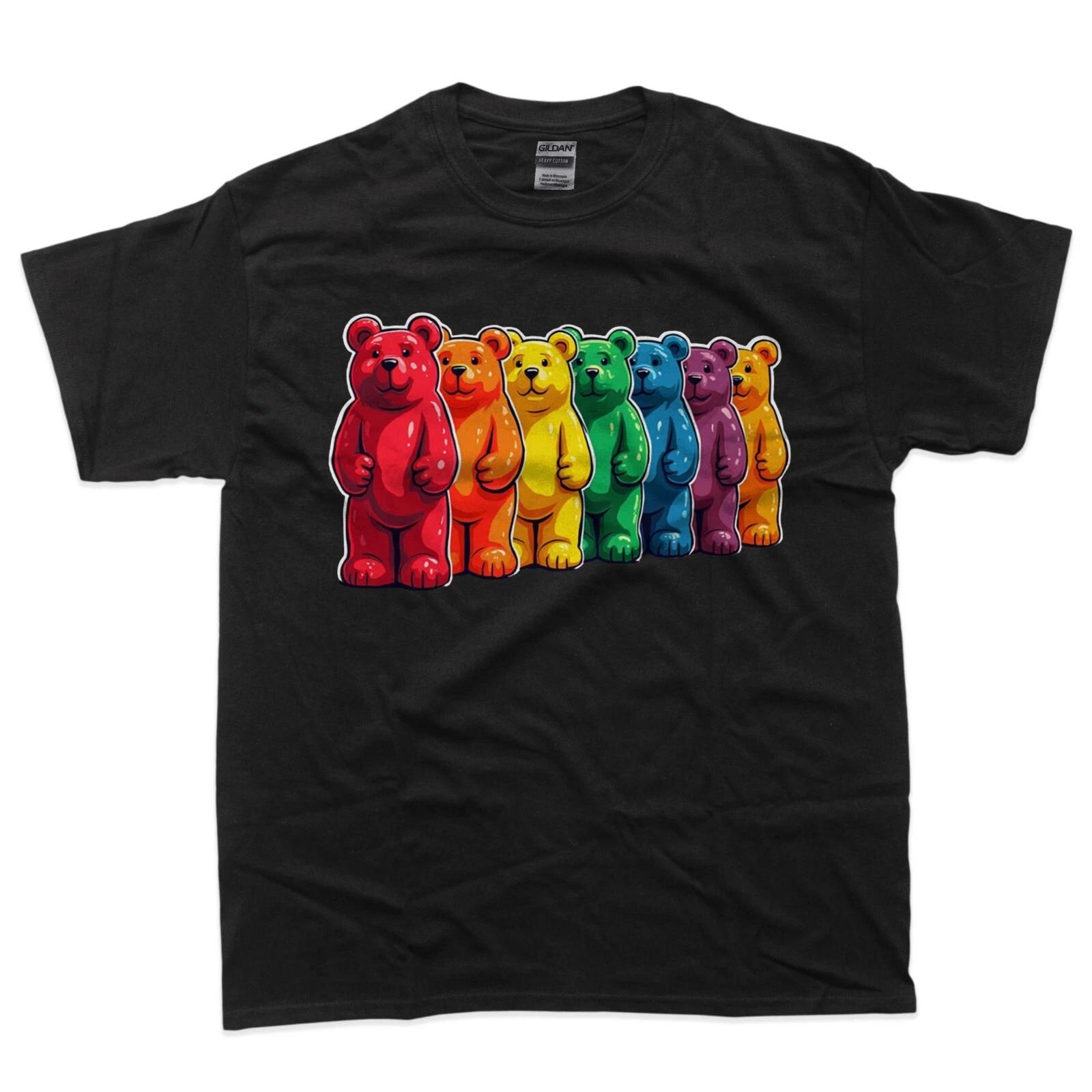 

I Love Bears Funny Gay Daddy LGBTQ Pride Cartoon Vintage 100% Cotton T-shirt Mens Tees Top XL
