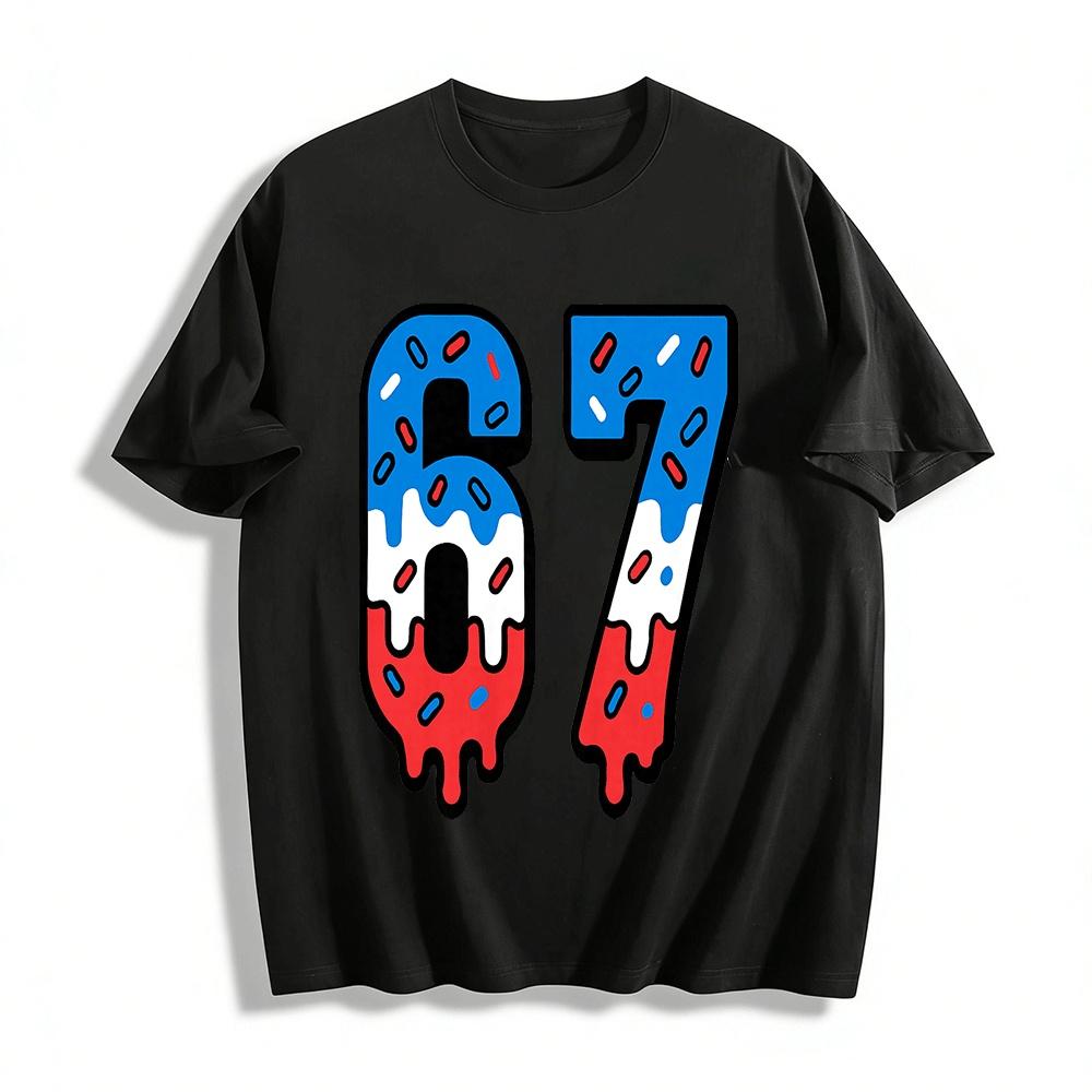 

American Dripping Glaze No.67 Printed Casual Unisex Trendy Tee Pure cotton T-shirt XXS