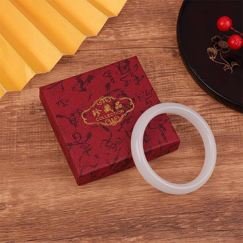 

Браслет из натурального белого китайского нефрита, ювелирные изделия, аксессуары, женский амулет на удачу, подарок 58-62 мм Dia 60mm+Box B