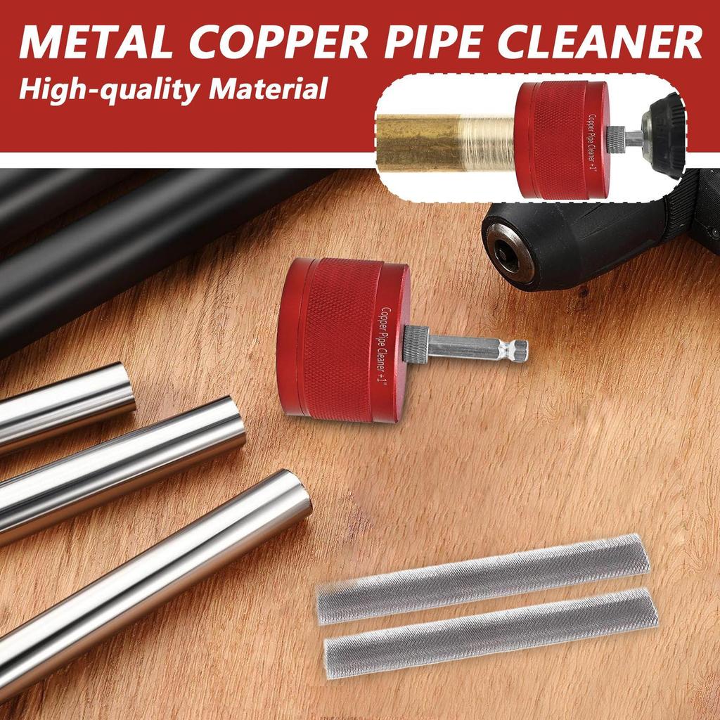 Metal Copper Pipe Cleaner Tube Cleaning Brush For Drill 1/2 3/4 1 Professional Copper Pipe Cleaner For Home Garage Workshop
