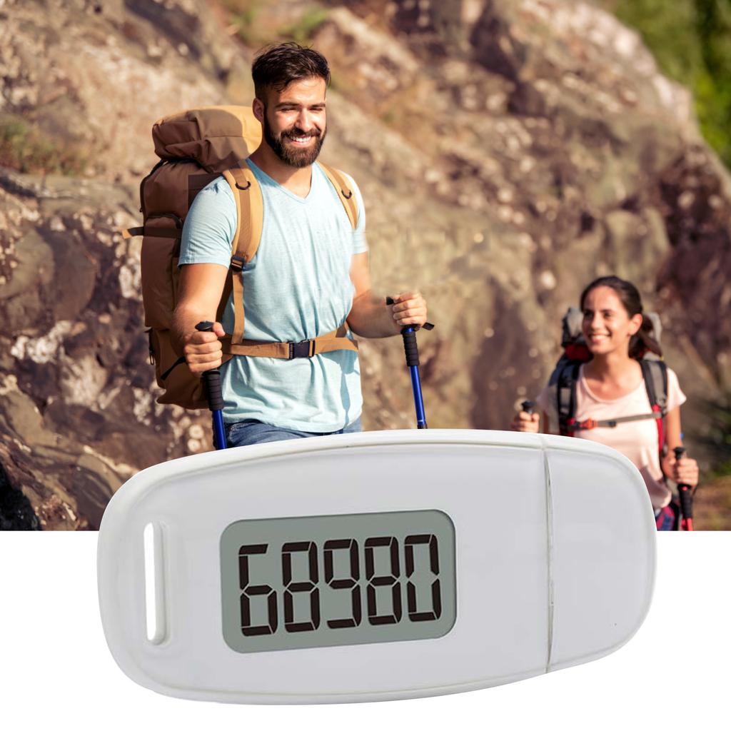 3D Sensor Pedometer Step Counting Device with Blue Backlight Clip on Pedometer with Detachable Back Clip and Lanyard