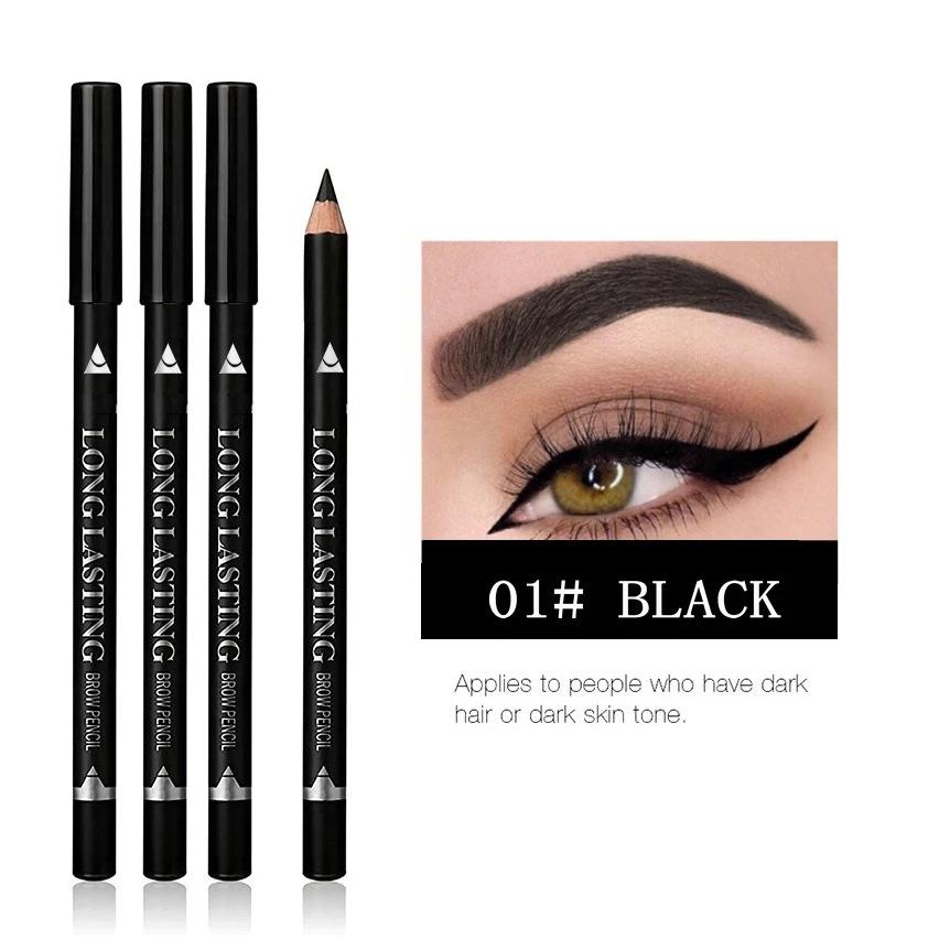 

Водостойкая черная подводка для глаз, устойчивая к поту, карандаш для бровей, стойкая, быстросохнущая, деревянная подводка для бровей, карандаш для макияжа, подходит для начинающих 3pcs Black