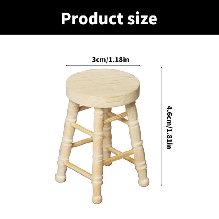 Realistic Stool Miniature Display Zakka Role Play and Display for Dollhouses Enthusiasts, 1/12 Scale, Wood Stool