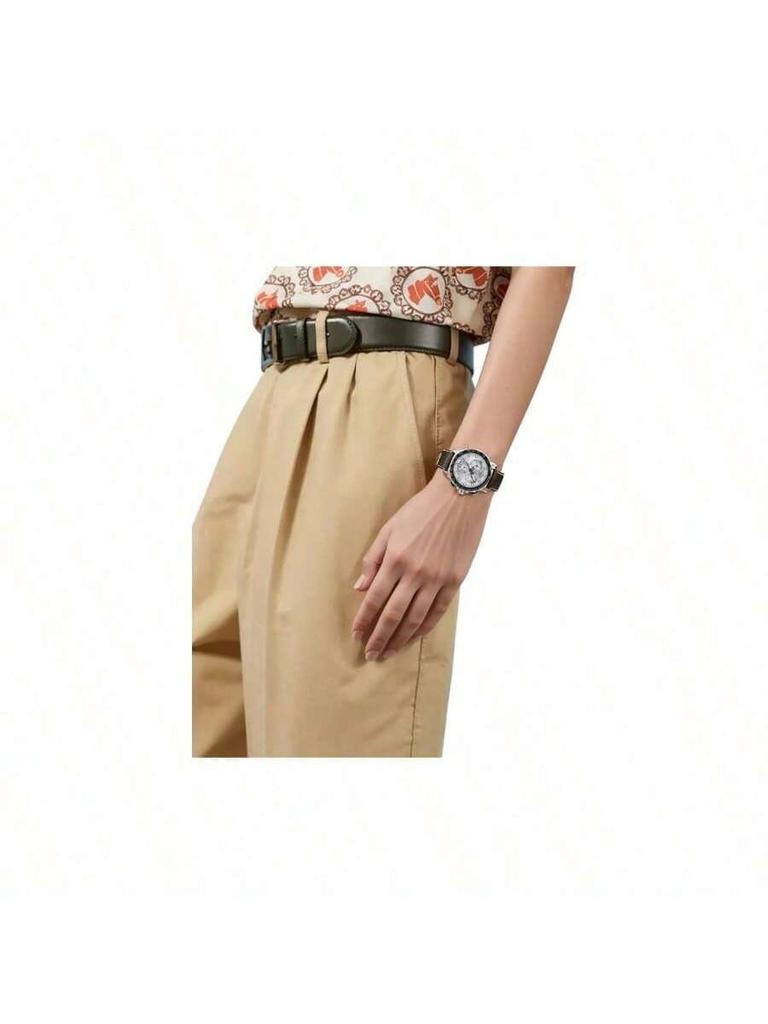 Men's Quartz Watch with White Dial, Stainless Steel Case, Leather Strap, Exquisite Dial Face, Business Style, High Quality, T063.610.16.038.00