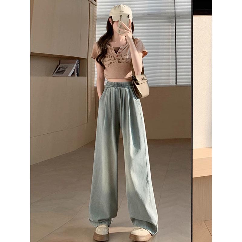 

Women s High Waist Tencel Blue Jeans - 2024 Summer Loose Straight Leg Style 2XL