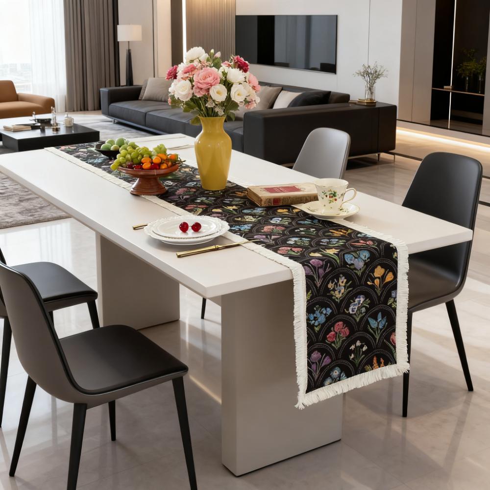 Table Runner with Tassels Cotton Table Runner Cotton Linen Table Runner Mat for Dining Table TV Cabinet Center Table 30X90cm