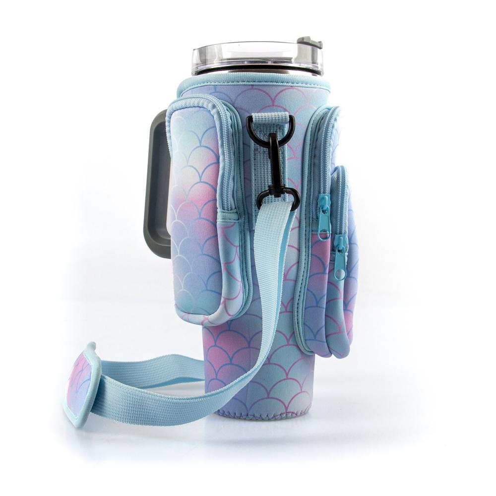 Water Bottle Carrier Bag for 30/40 oz Tumbler with Phone Pocket and Adjustable Strap for Walking Hiking Camping Travelling