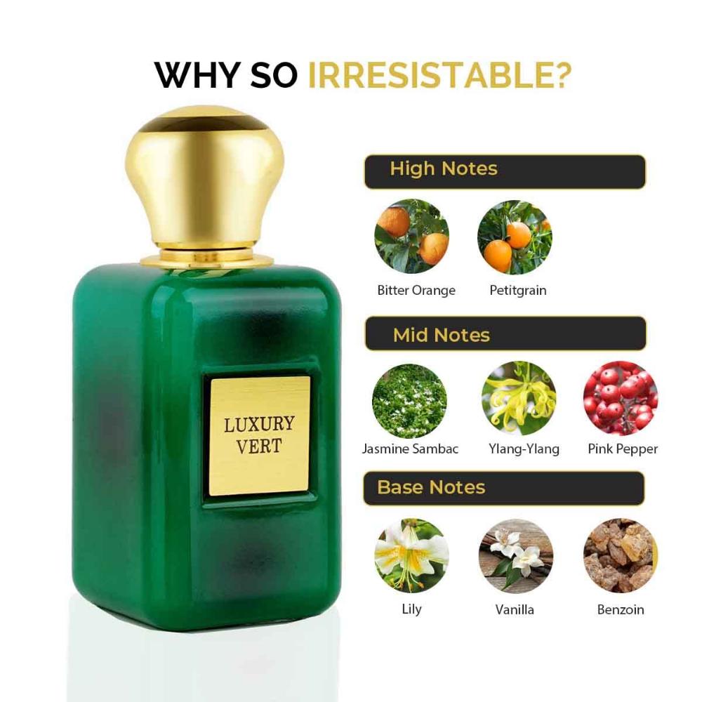 RiiFFS Luxury Vert Importé Parfum unisexe longue durée 100 ml, agrumes, floral et sucré, parfum apaisant