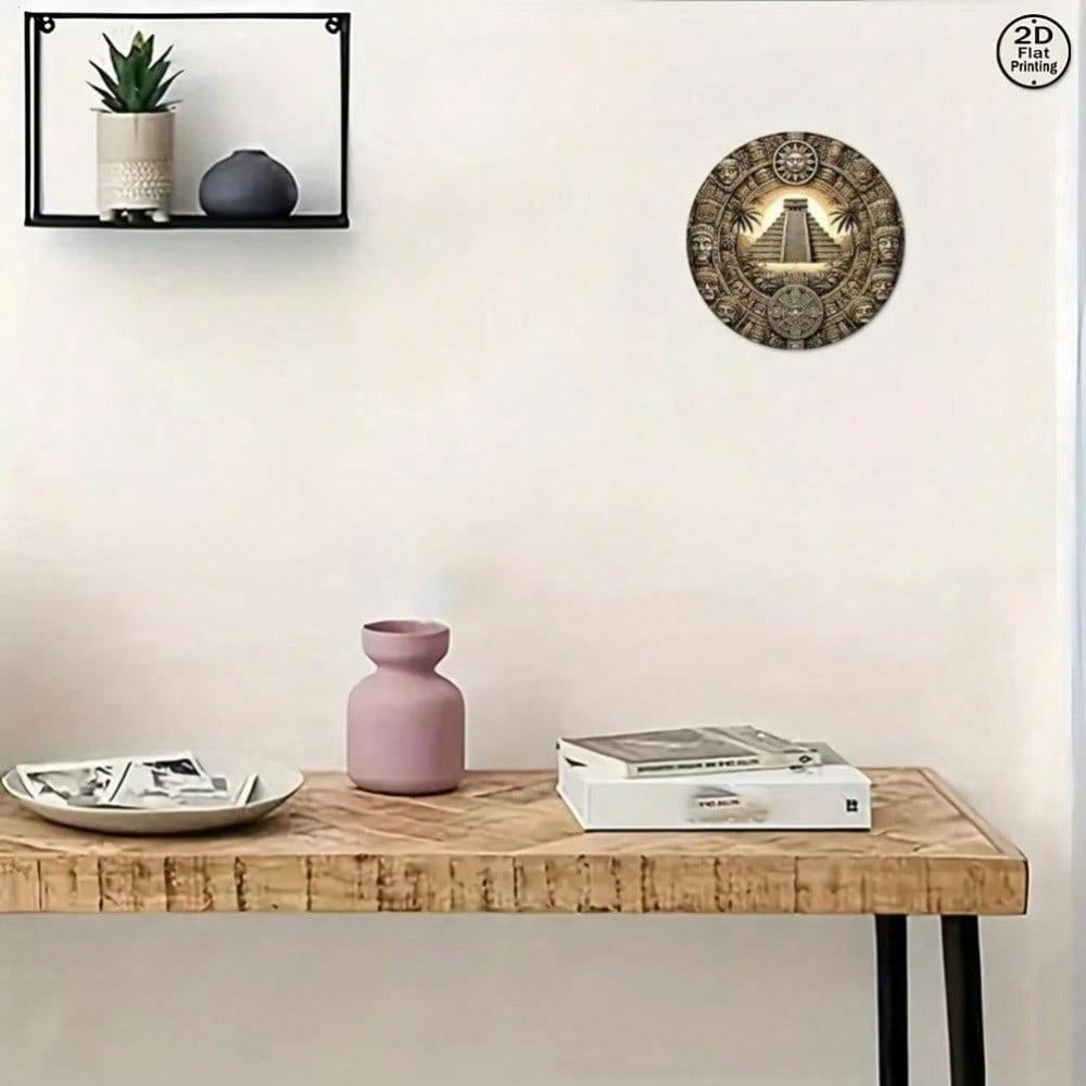 Vintage Mayan Metal Sign 8 Inch Round Wall Art Home Decor Living Room Bedroom Kitchen