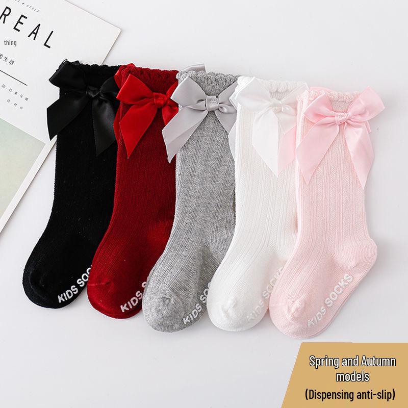 Baby Girls' Bow Mid-Calf Socks - Cotton Blend Princess Style