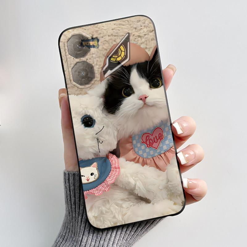 Custodia per Telefono Per ZTE Nubia Neo 3 5G Z2464N Custodia Estetica Moda Gatto Carino Cartone Animato Nero Morbido TPU Silicone Copertura Protettiva Completa