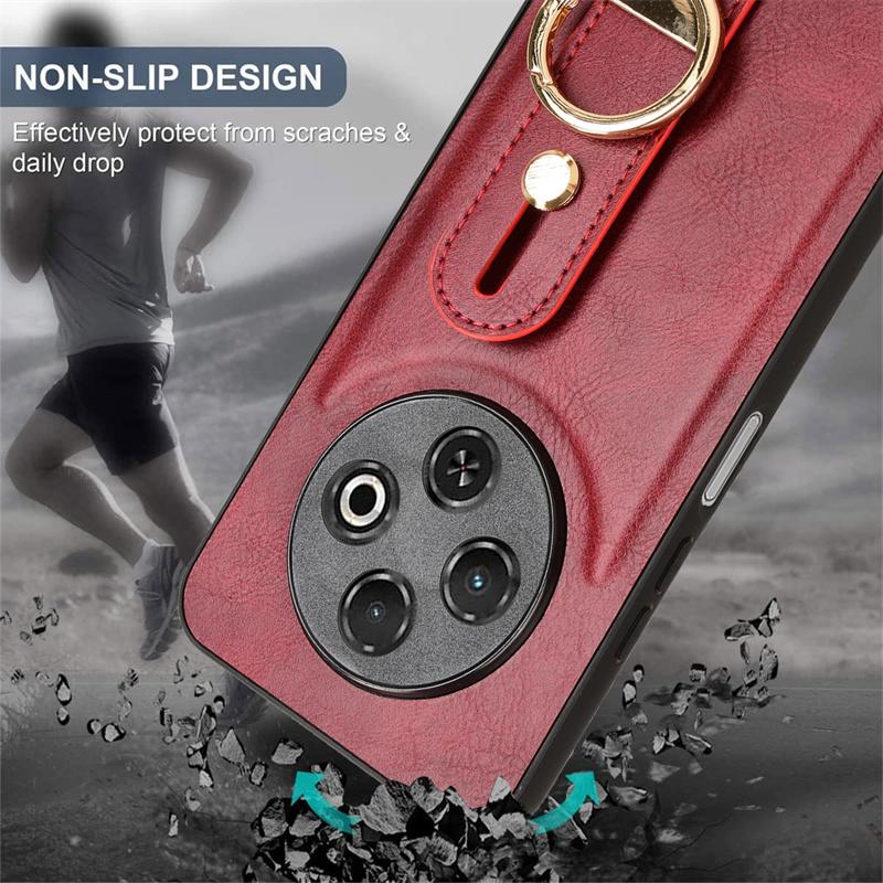 For Tecno Spark 30C Fashion Wrist Strap Phone Holder Case For Tecno Spark 30C Leather Style Case Drop-Resistant Cover