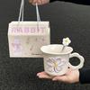 High Value Niche Design Sense Flower Mug Cute Ceramic Cup for Girls Birthday Gifts Best Friend Souvenir