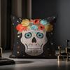 Mexico Easter Flower Skeleton Cushion Cover Case Antidustmite Pillowcase Invisible Zipper Silky Short Plush Sofa Cushion Cover