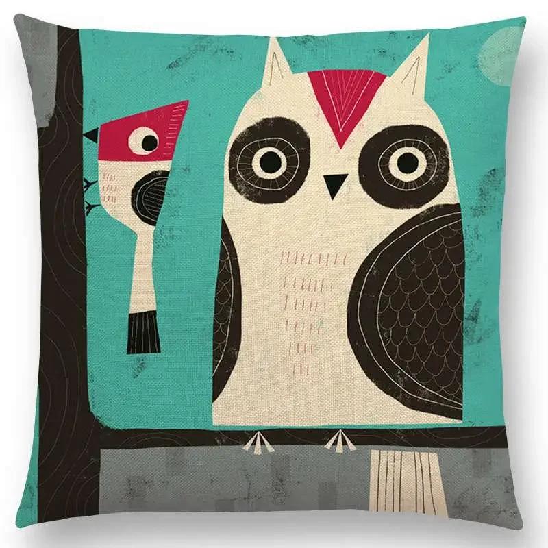 Abstract Fantasy Animals Painting Sofa Throw Pillow Case Dachshund Owl Cat Dog Squirrel Rabbit Fox Elephant Cushion Cover