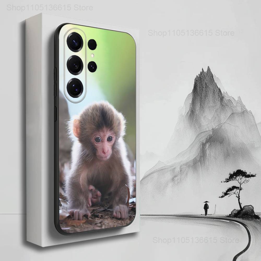 Emoticons Affe telefoniert Hülle für Samsung S9,S10,S20,S10,S21,S25,S24,S23,Ultra,FE,Plus,Lite,Weiches Silikon Schwarze Hülle