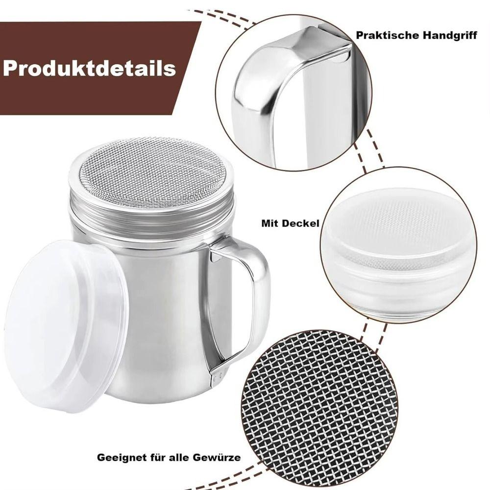 With Handle Powdered Sugar Shake Duster Stainless Steel Cinnamon Shake Sifter Flour Sifter Soda