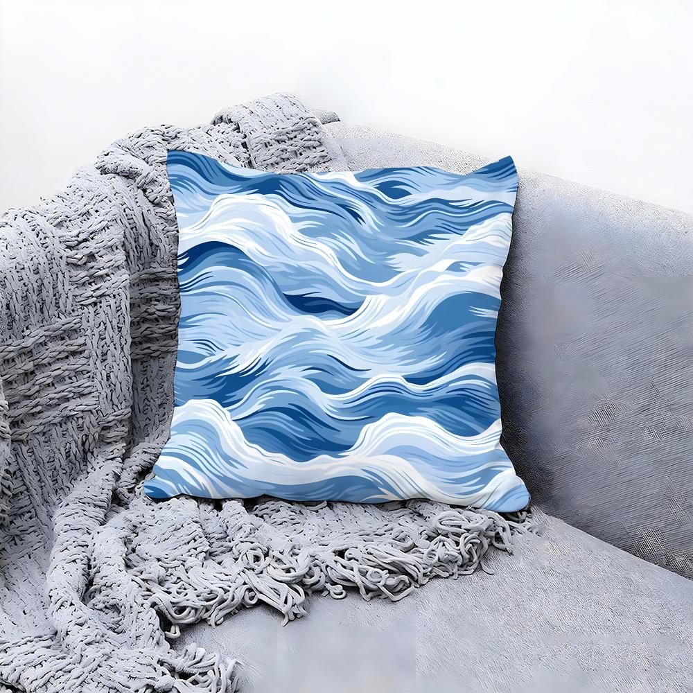Simple Wave Pattern Design Cushion Cover Premium Comfort Reversible Pillow Cove Two in One Design for Any Room  Car Interior